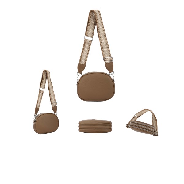 Triple zippers Crossbody with Wide Colourful Strap S23PH3052